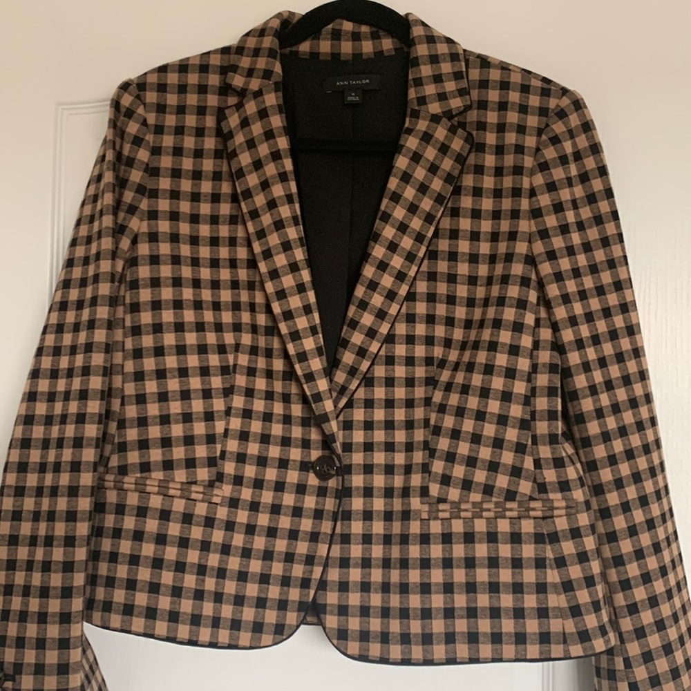 Ann Taylor Checked Blazer Jacket Size 10